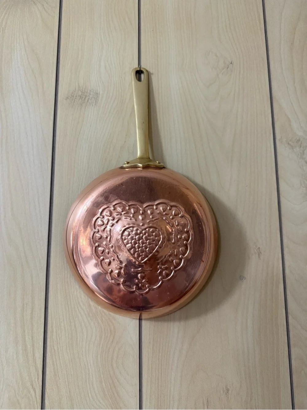 Decorative Copper Heart Wall Pan with Brass Handle